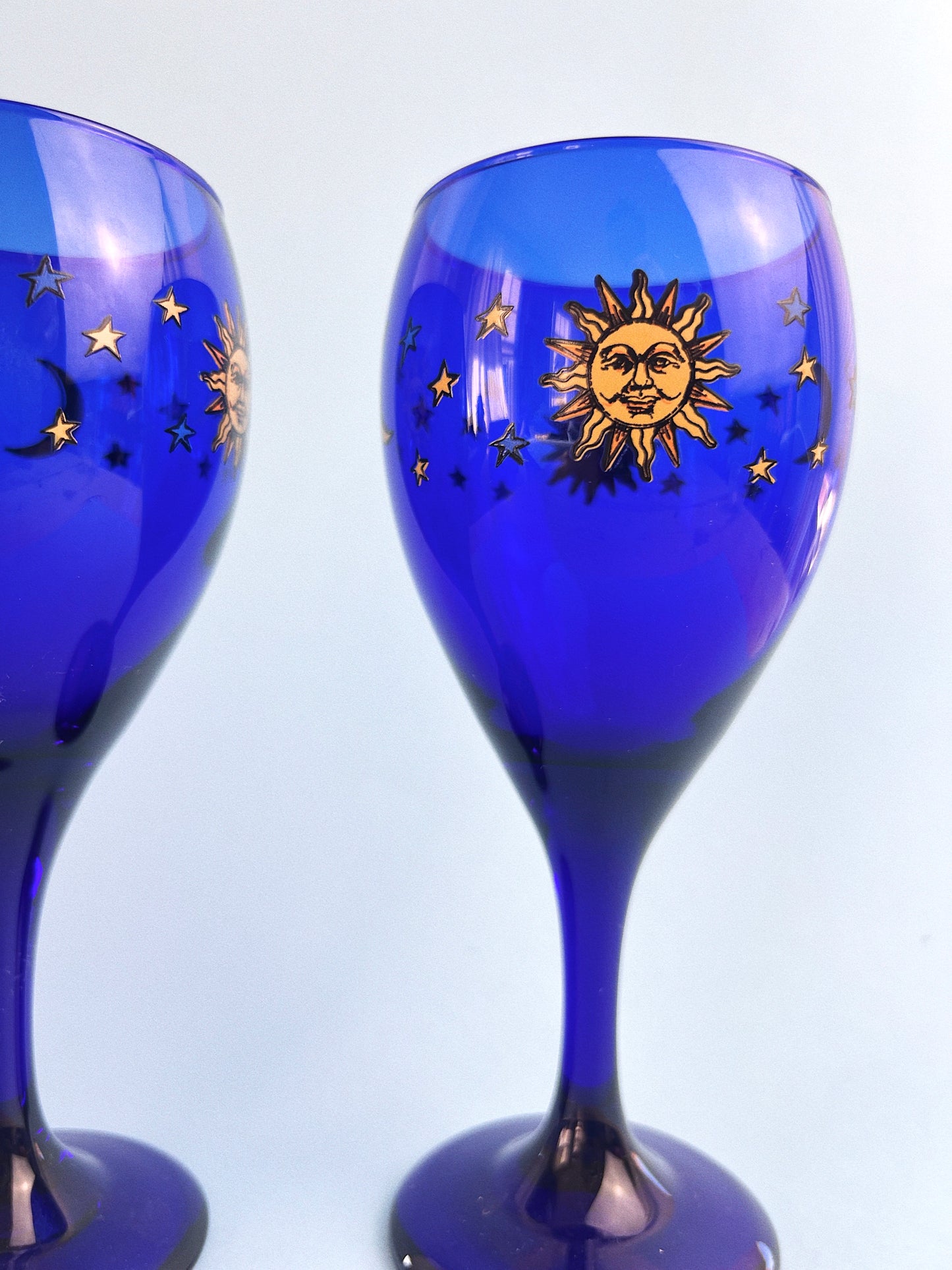 Vintage Libbey Celestial Wine Glasses, Set of 2