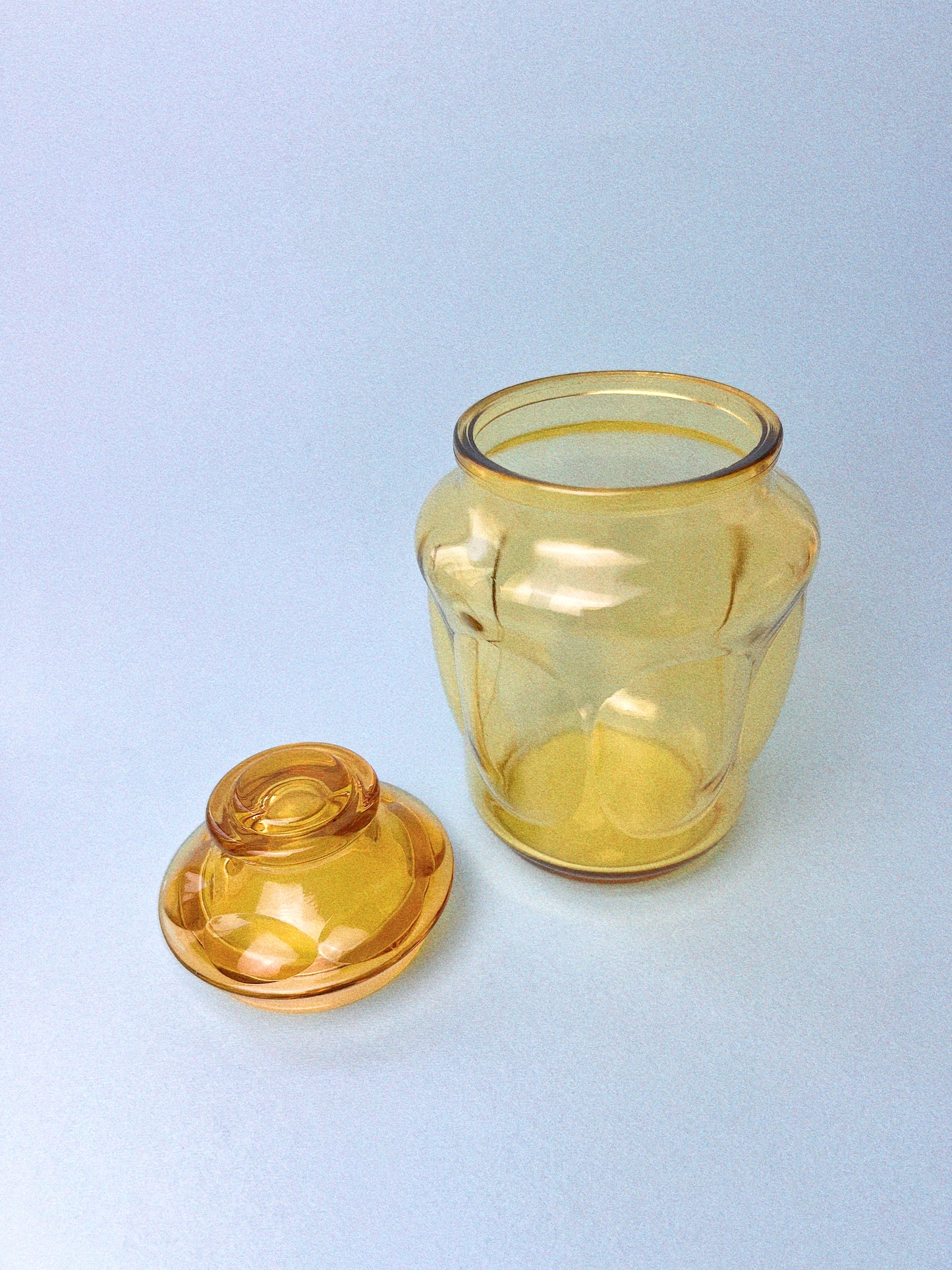 Vintage L.E. Smith Honey Thumbprint Apothecary Jar