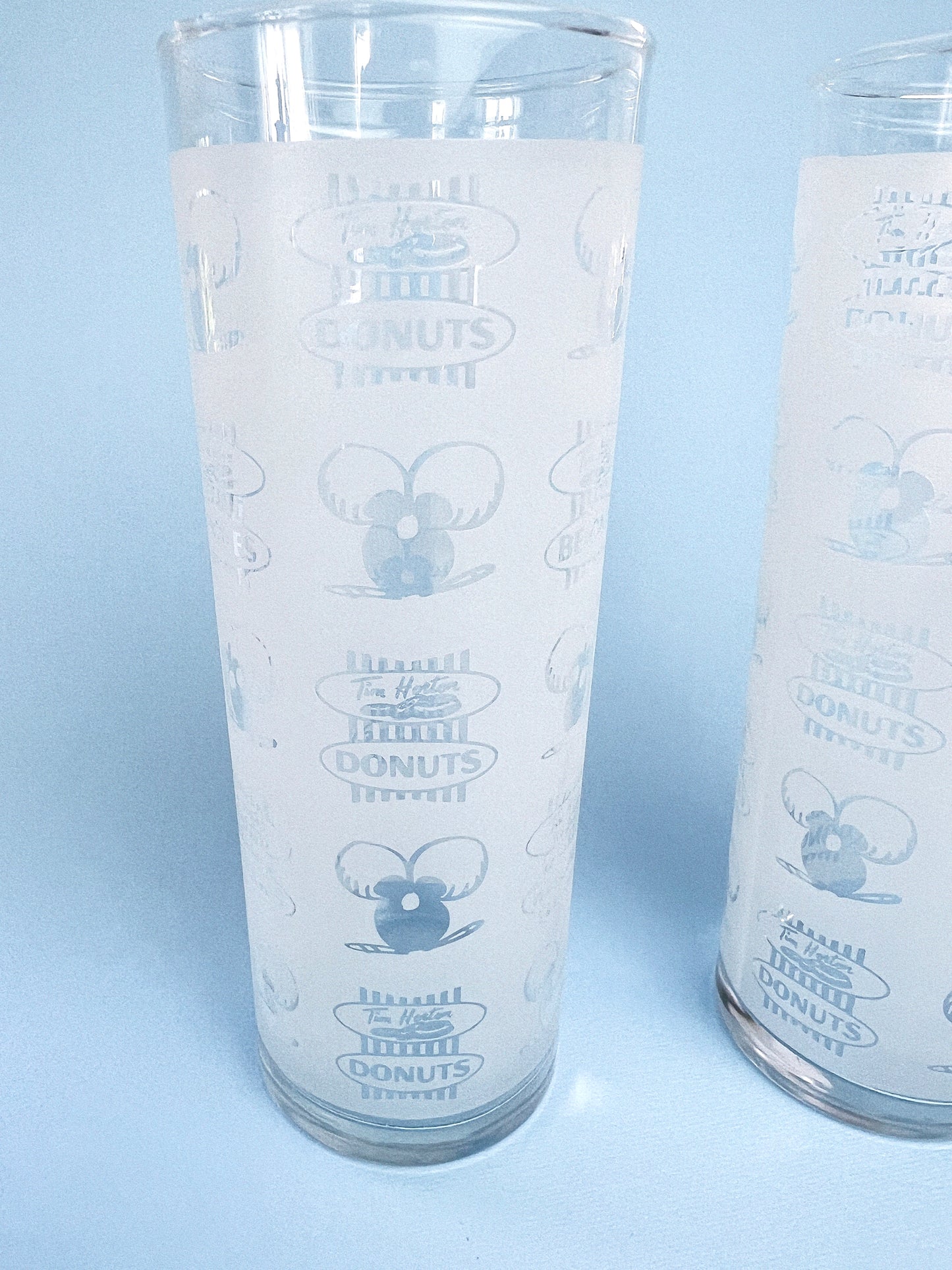 Vintage 'Tim Hortons' Frosted Tom Collins Cocktail Glasses, Set of 2