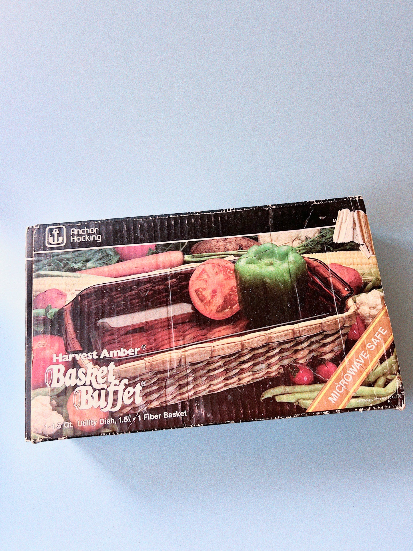 Vintage Anchor Hocking Harvest Amber Basket Buffet