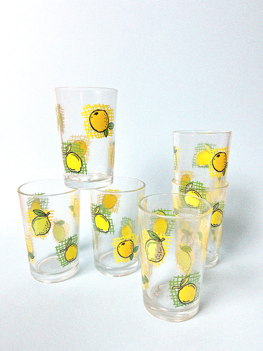 Vintage Lemonade Set, Carafe + 4 Glasses