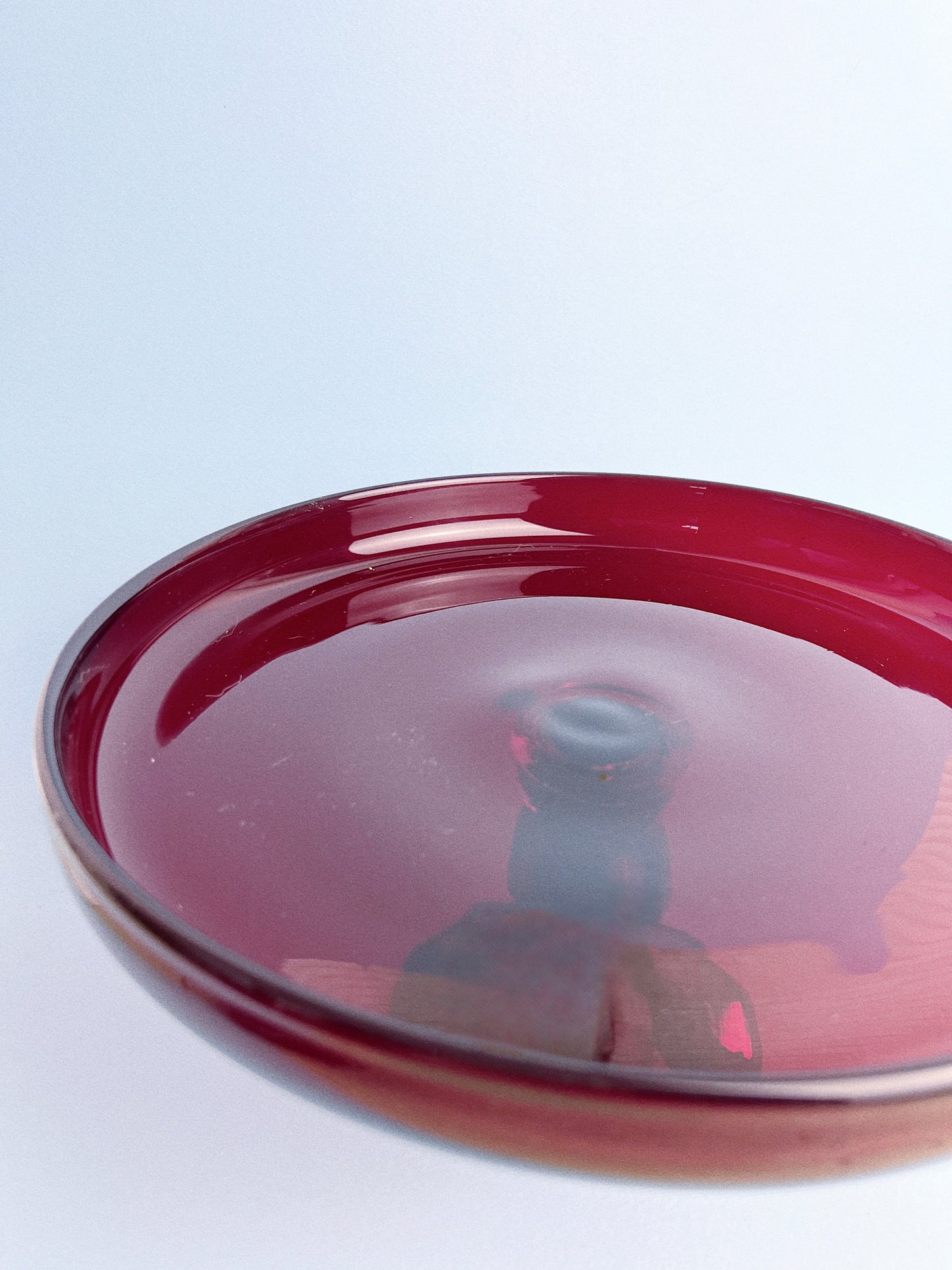 Vintage Ruby Red Glass Cake Stand | Midcentury 1960s