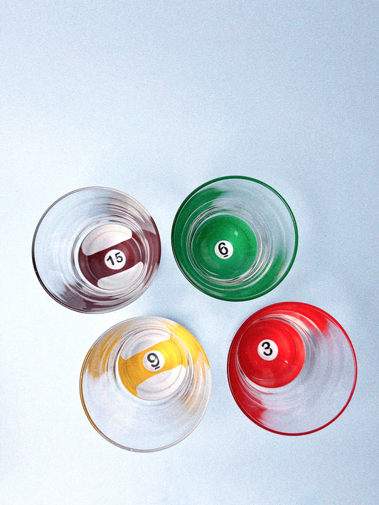 Vintage 90's Game Room, Billiard Glasses, Set of 4