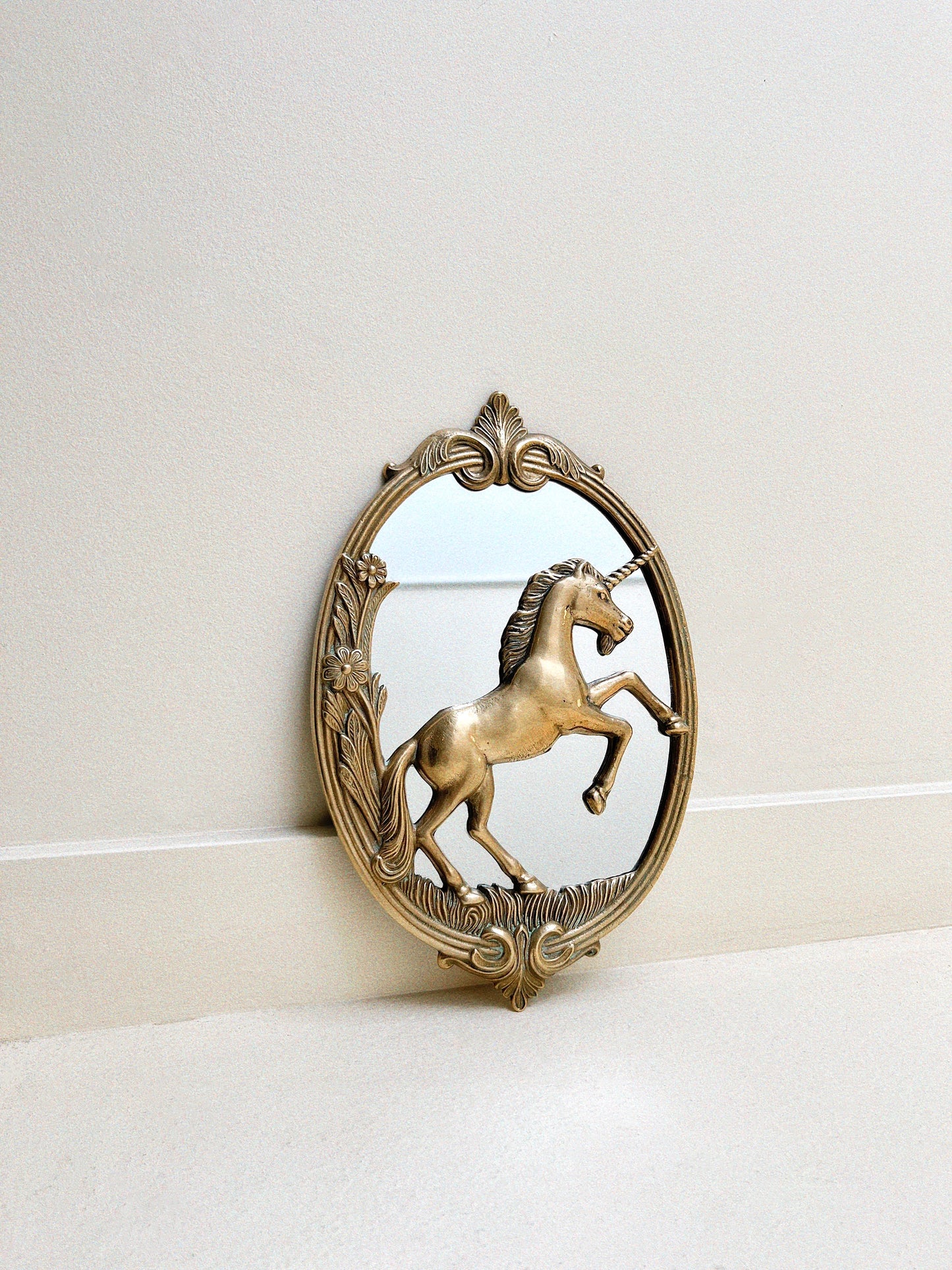 Luna Brass Unicorn Mirror