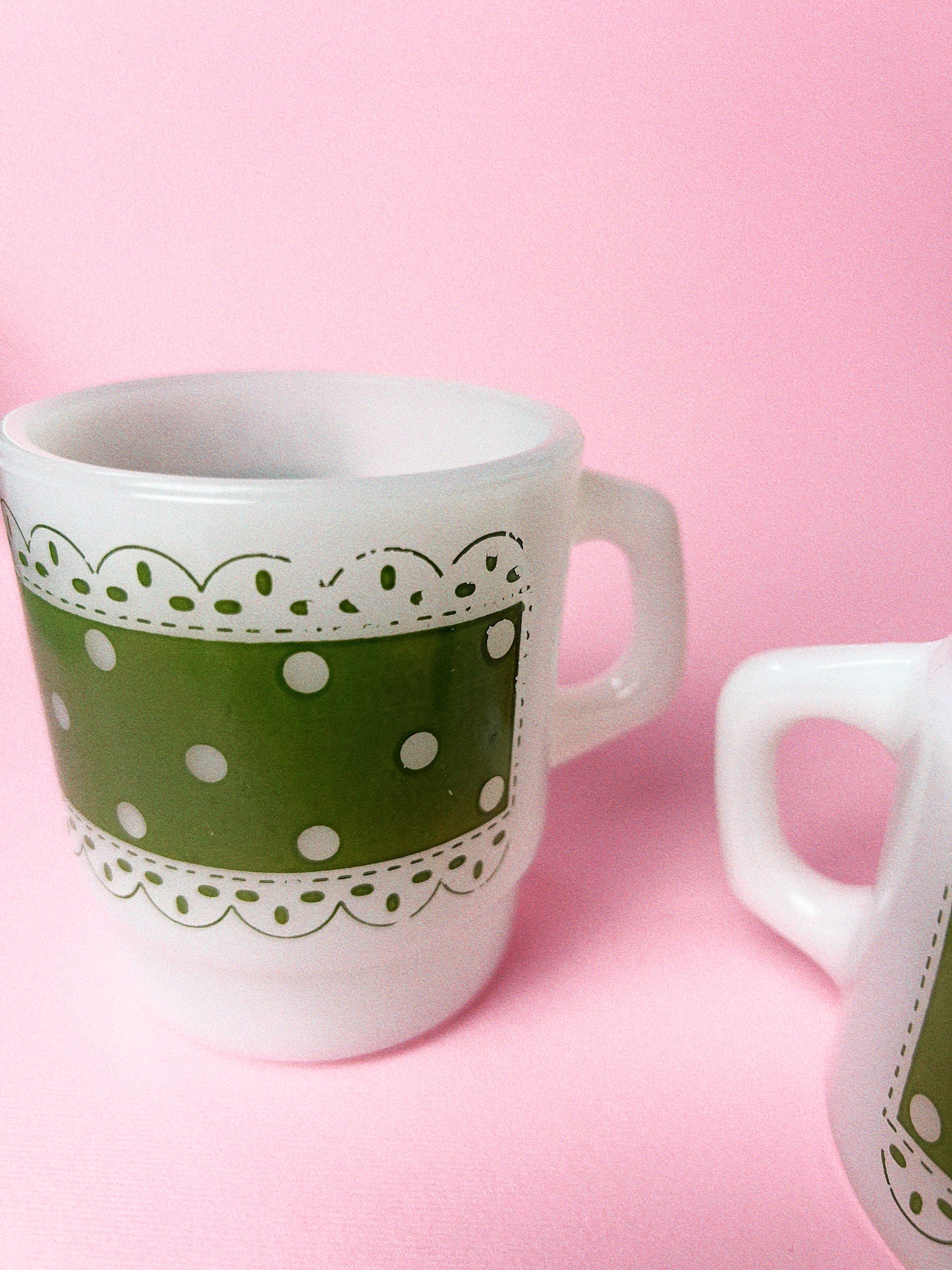 Vintage Fire-King Polka Dot Mug | Green
