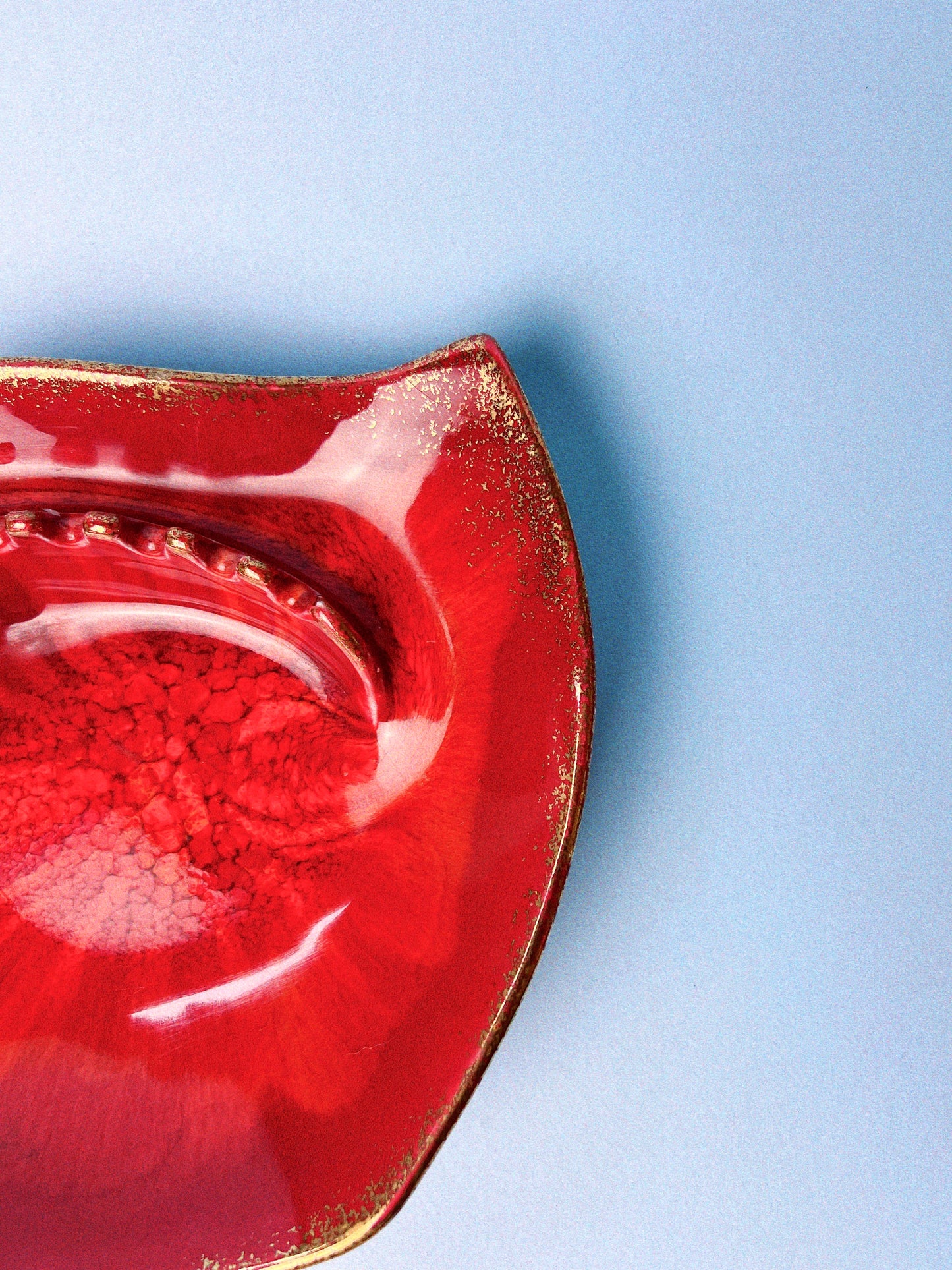 Vintage Red Atomic Midcentury Glazed Ashtray