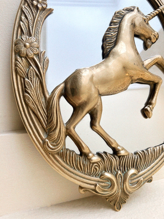 Luna Brass Unicorn Mirror