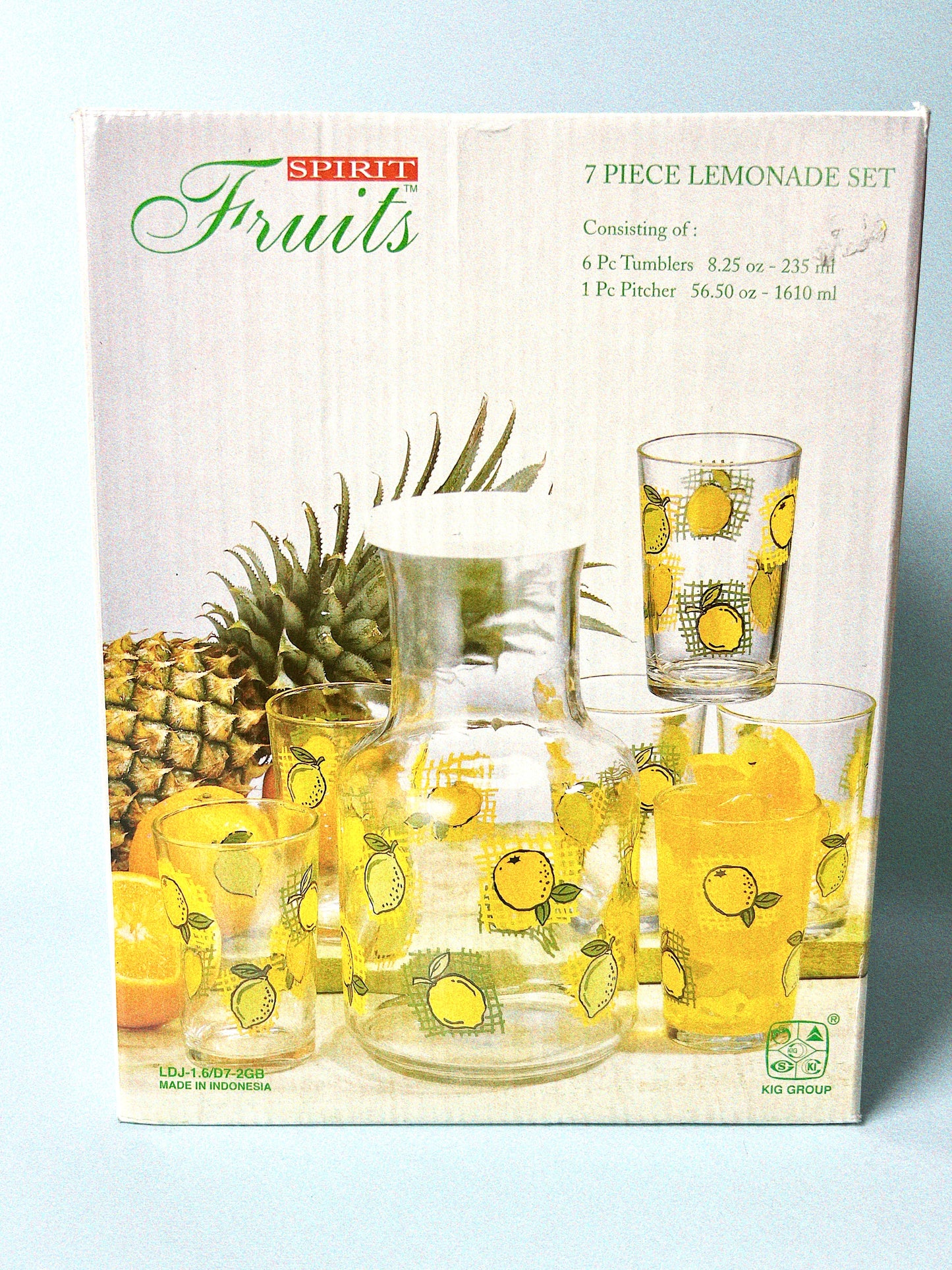 Vintage Lemonade Set, Carafe + 4 Glasses