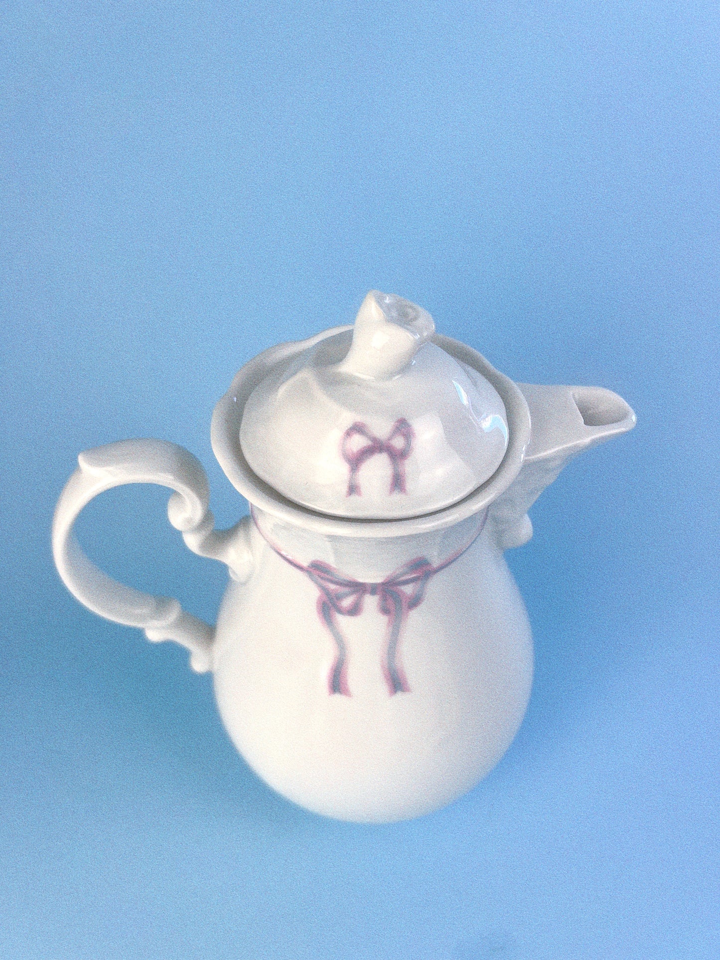 Vintage Belfor "Ribbon's Bow" Teapot + Creamer Set