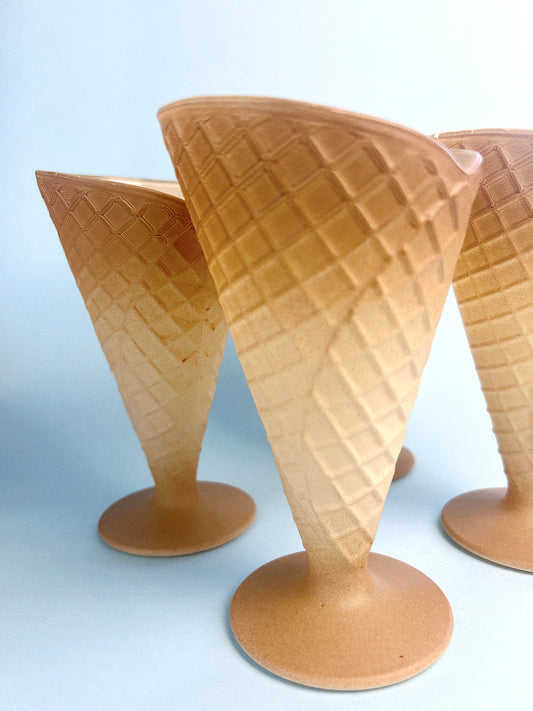 Italian Waffle Cone Sundae Glasses, Set of 4