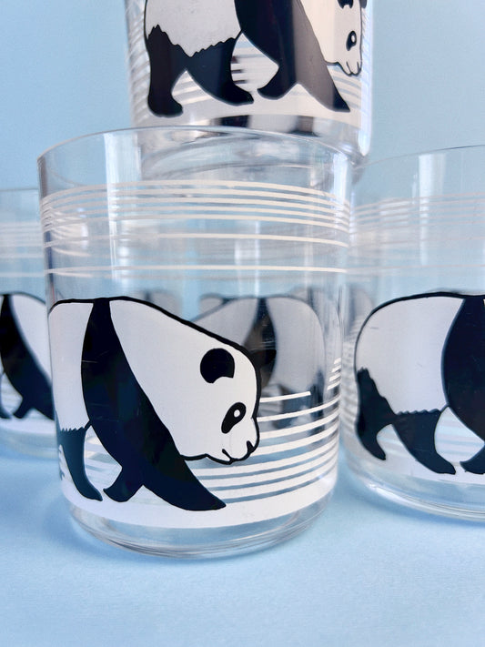 Vintage Panda Magic Acrylic Glasses, Set of 5