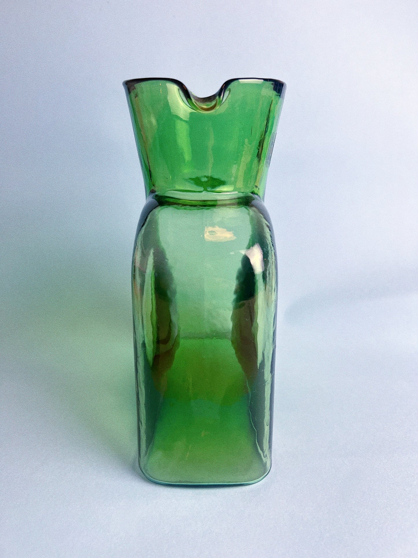 Vintage Handmade Blenko Glass Double Spout Water Pitcher