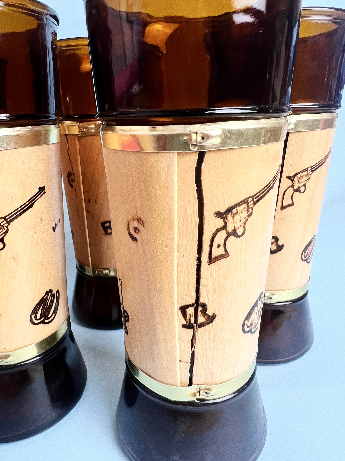 Vintage Siestaware Western Glasses + Caddy