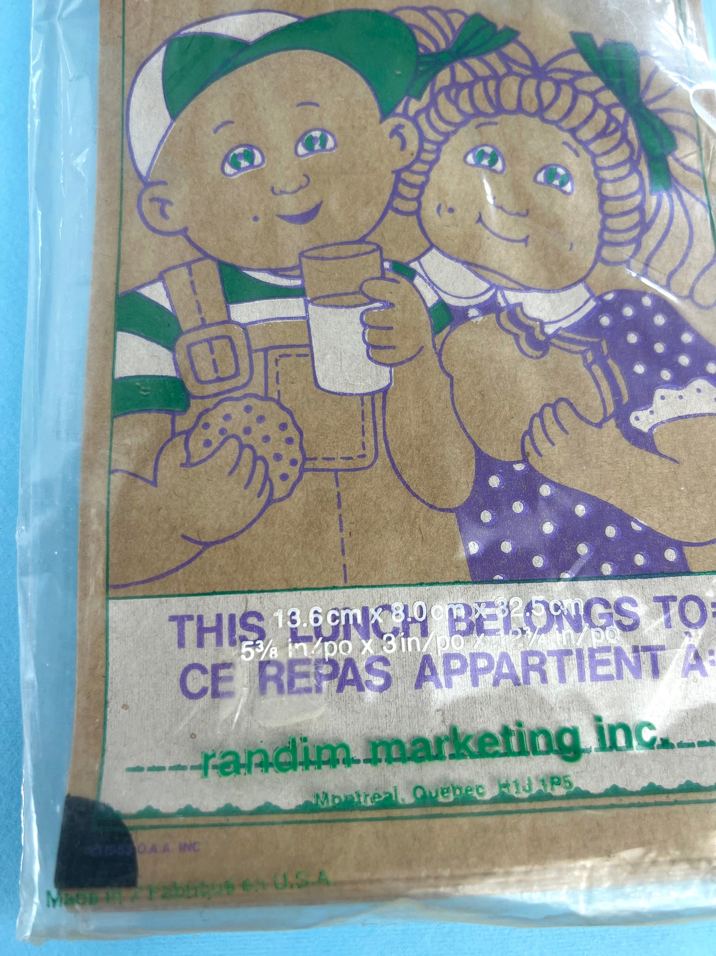 Vintage Cabbage Patch Kids Paper Lunch Bags, Pack of 20
