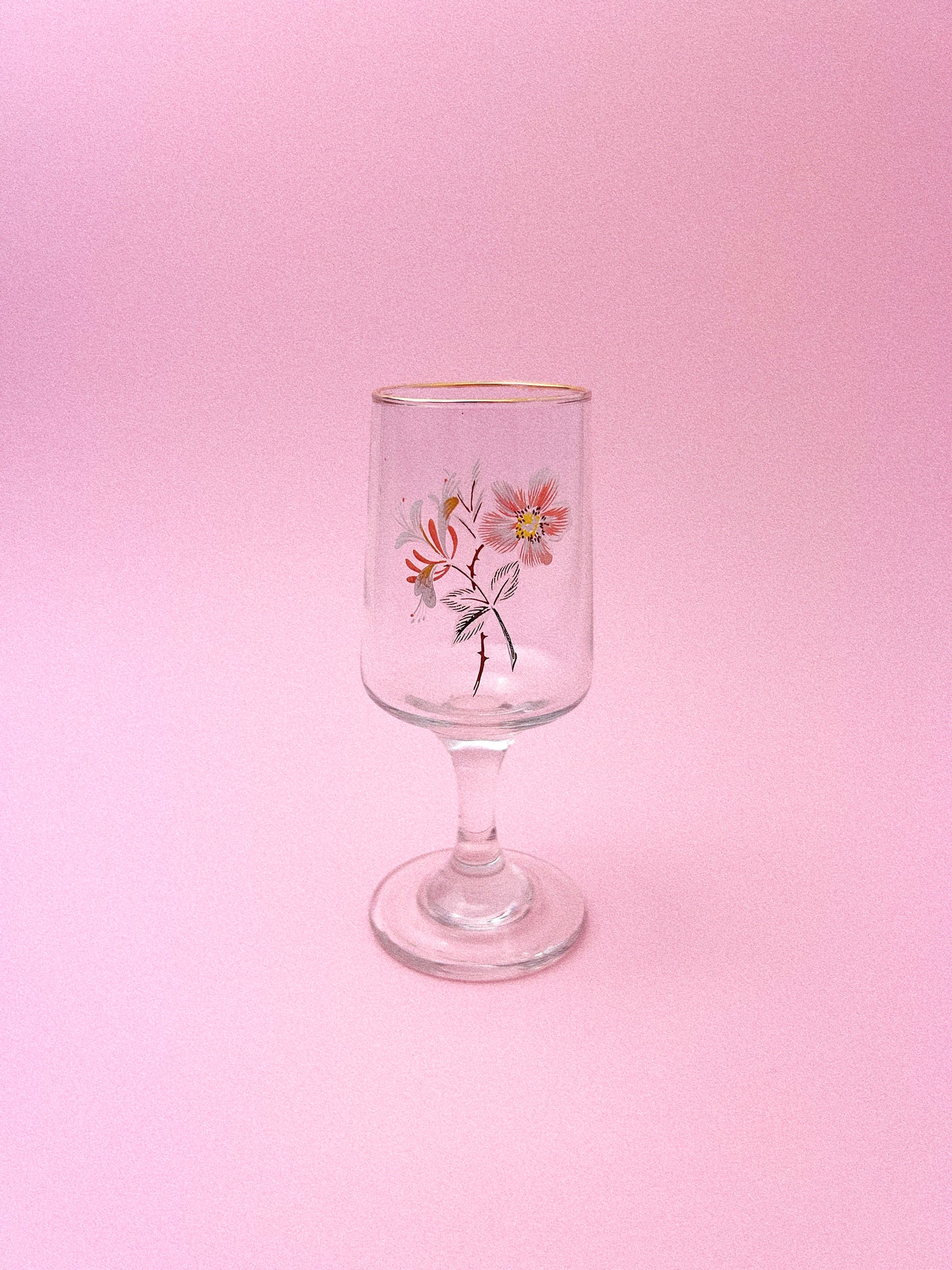 Vintage Floral Sherry Glasses, Set of 2