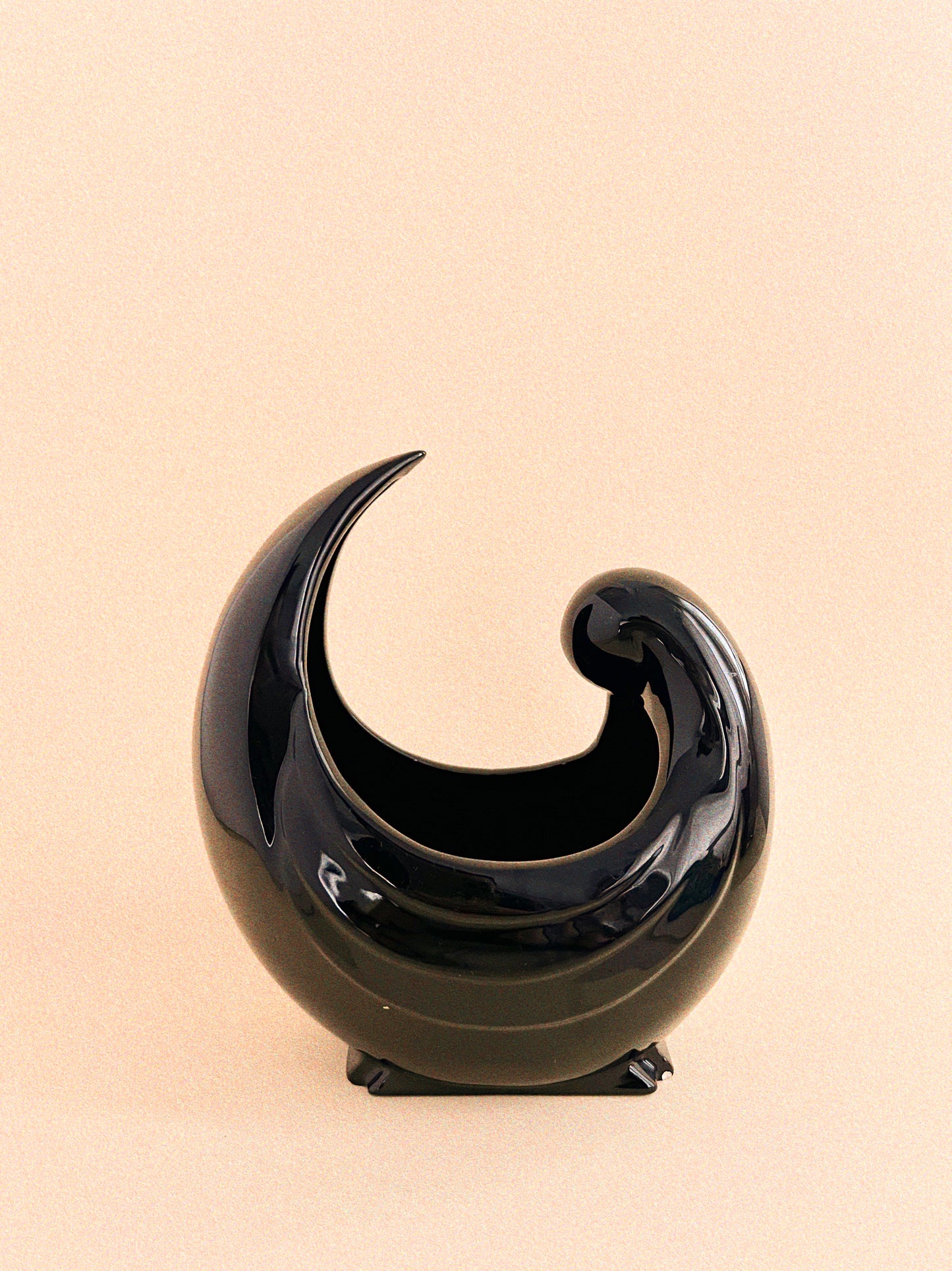 Vintage Fitz + Floyd Crescent Vase | Black