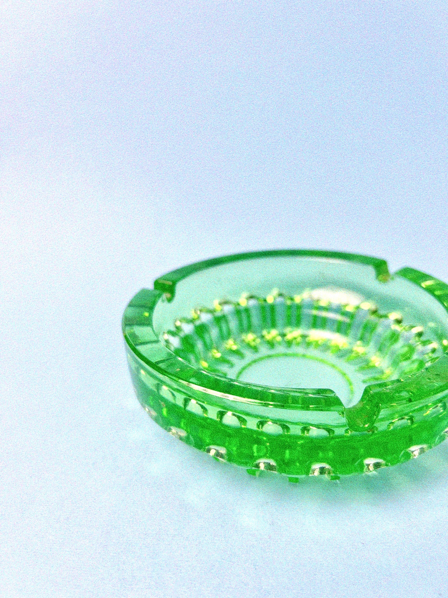 Vintage Green Glass Ashtray