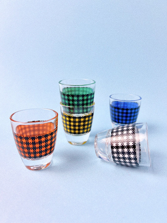 Paré Houndstooth Liqueur Decanter with 5 Shot Glasses