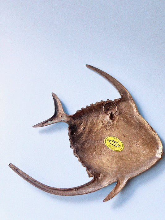 Vintage Angel Fish Brass Wall Hanging