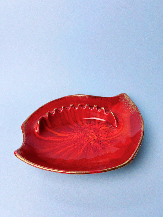 Vintage Red Atomic Midcentury Glazed Ashtray