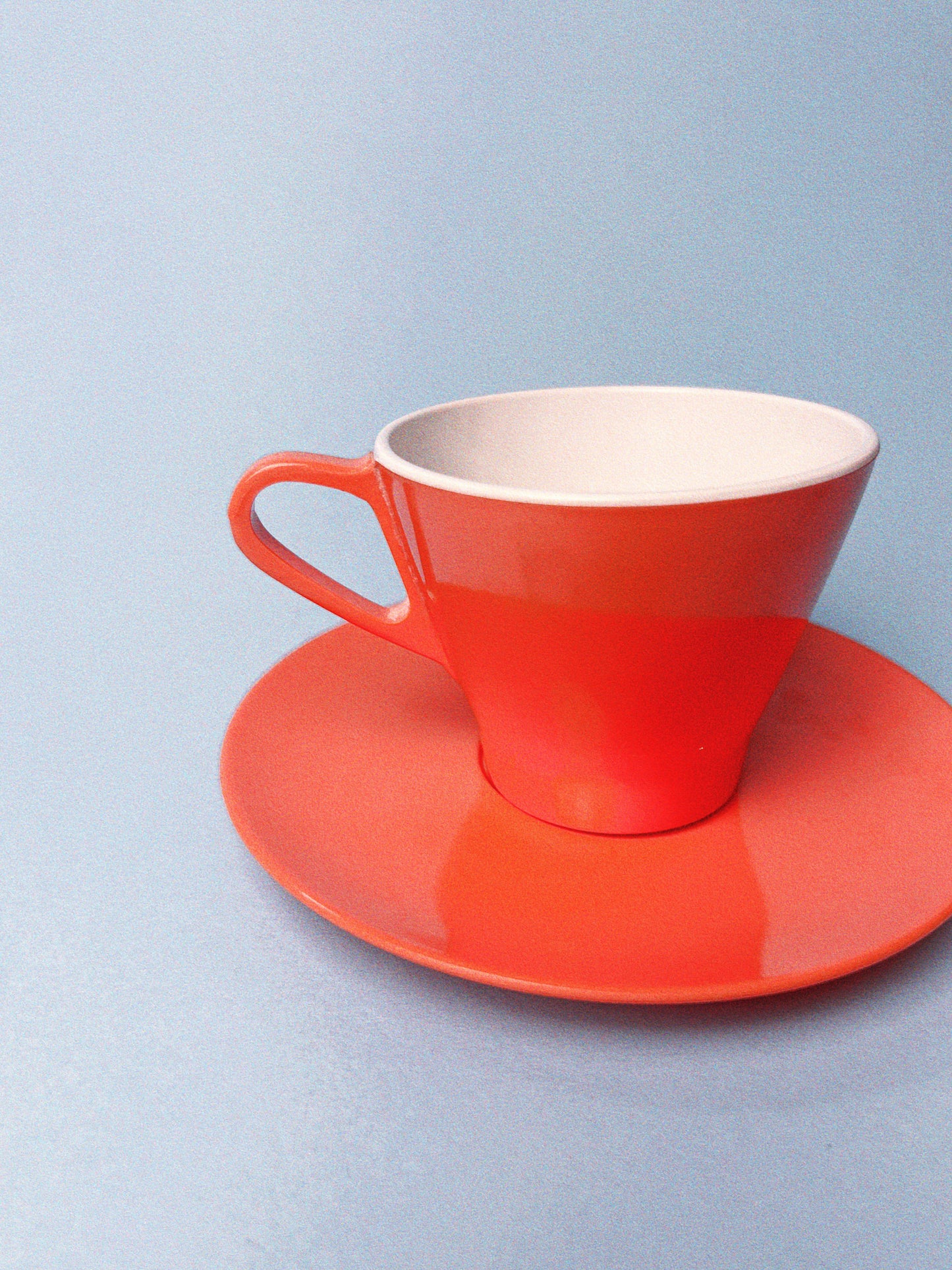 Vintage Melamine Teacup + Saucer | Coral