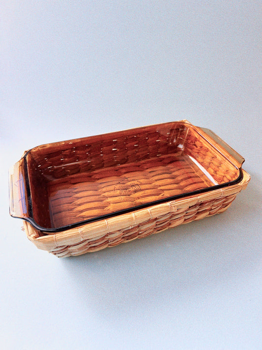 Vintage Anchor Hocking Harvest Amber Basket Buffet