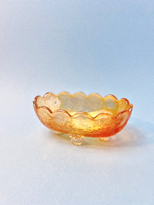 Vintage Floragold Louisa Oval Footed Dish