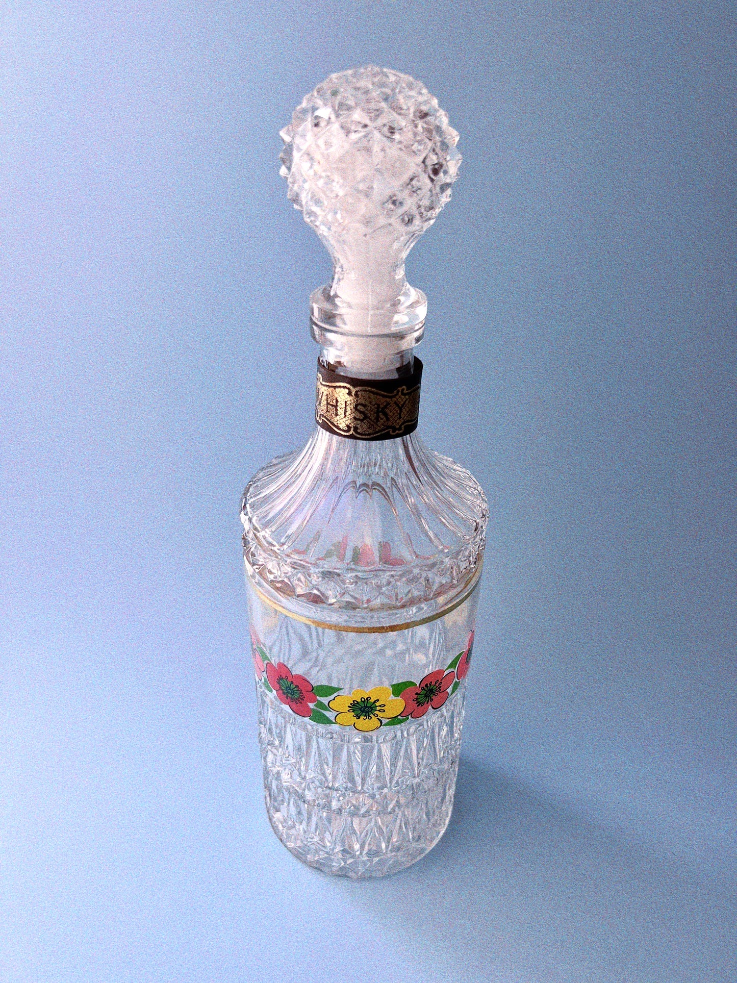 Vintage Cut Glass Floral Whiskey Decanter