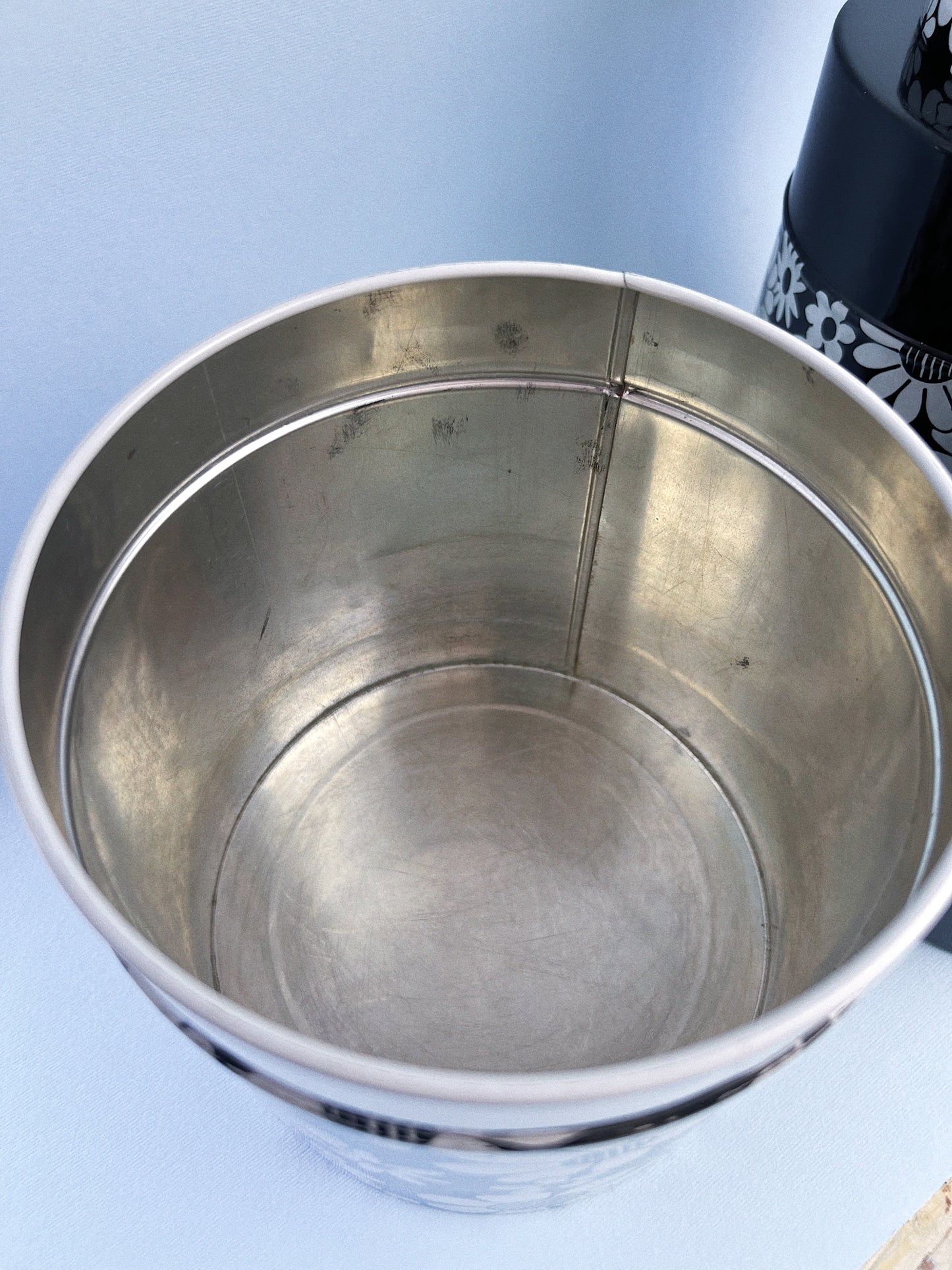 Vintage Black and White Midcentury Modern Flower Kitchen Canisters, Set of 4