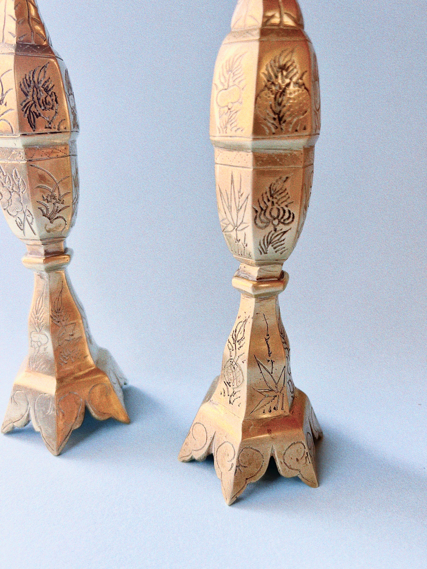 Nina Brass Candle Sticks, Set of 2