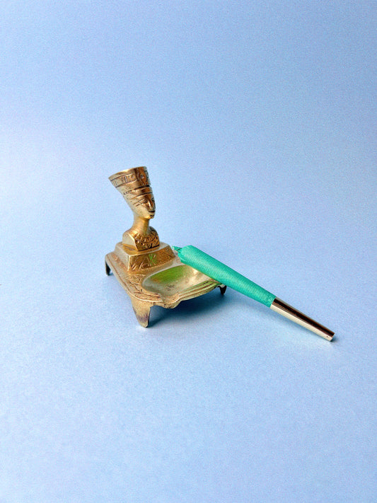 Vintage Egyptian Queen Nefertiti Bust Cast Brass Ashtray