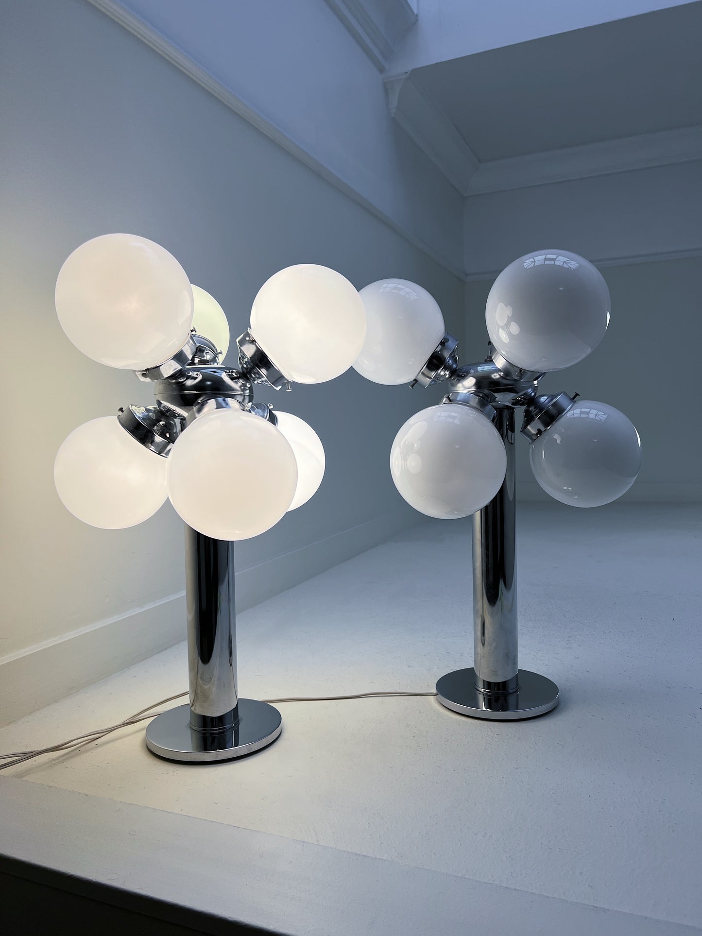 Vintage Chrome Sputnik Table Lamp | 6 Globe