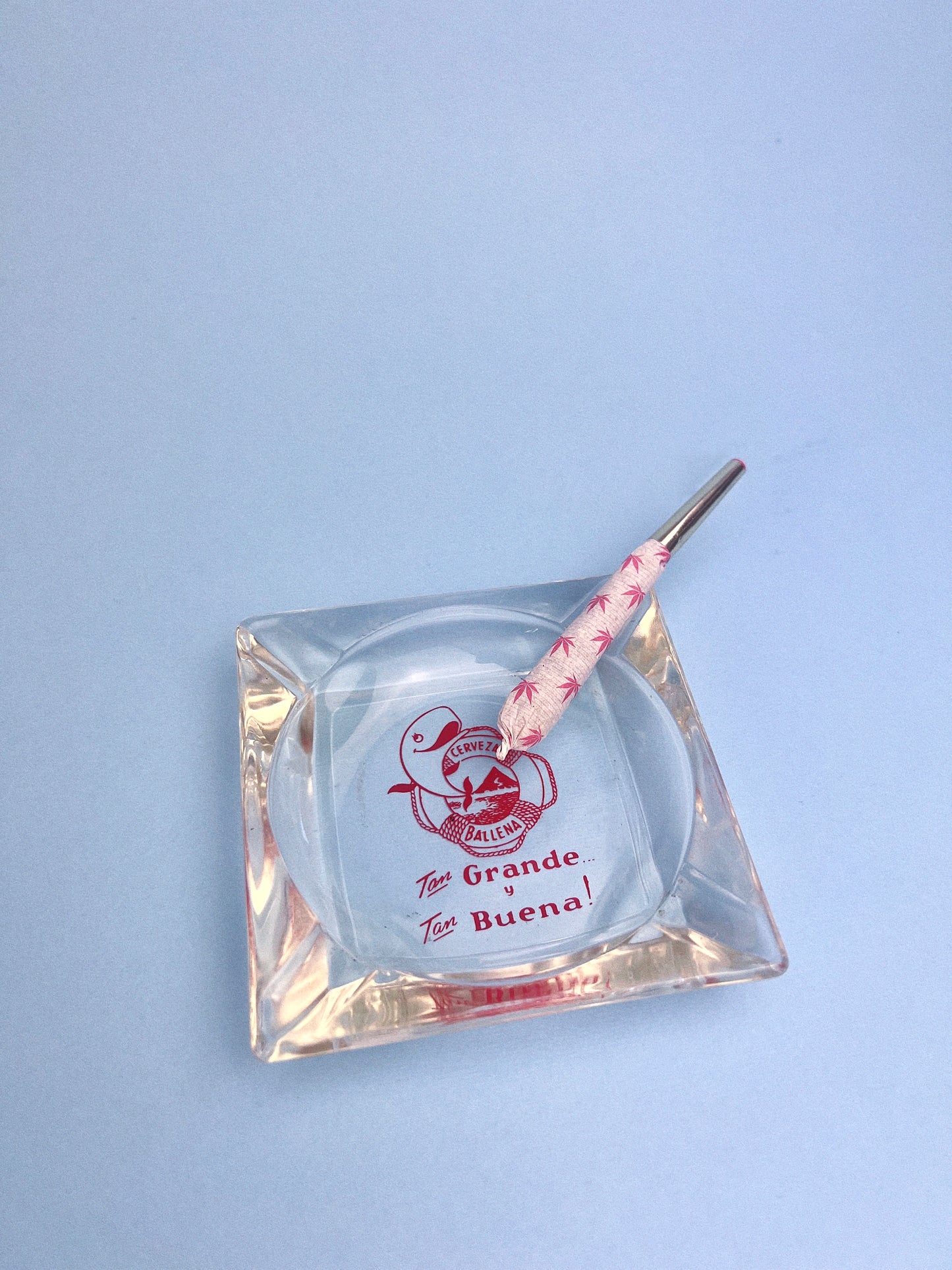 Vintage Cerveza Ballena Pacifico Clear Ashtray