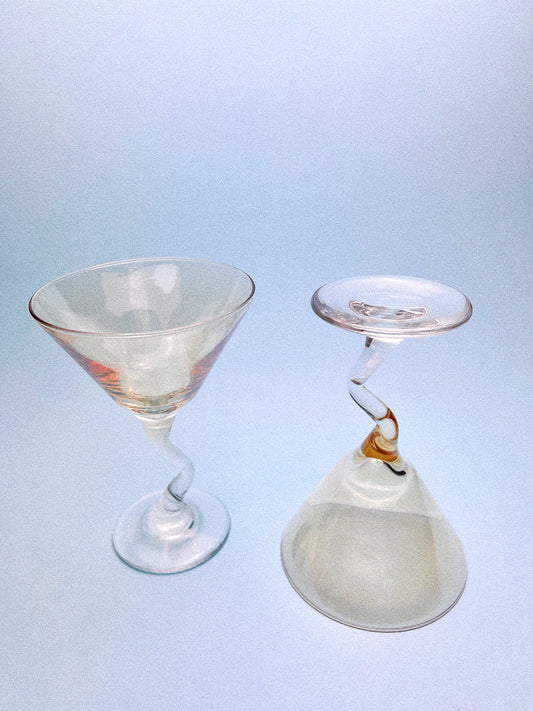 Vintage Amber "Z" Stem Martini Glasses, Set of 2 | Libbey