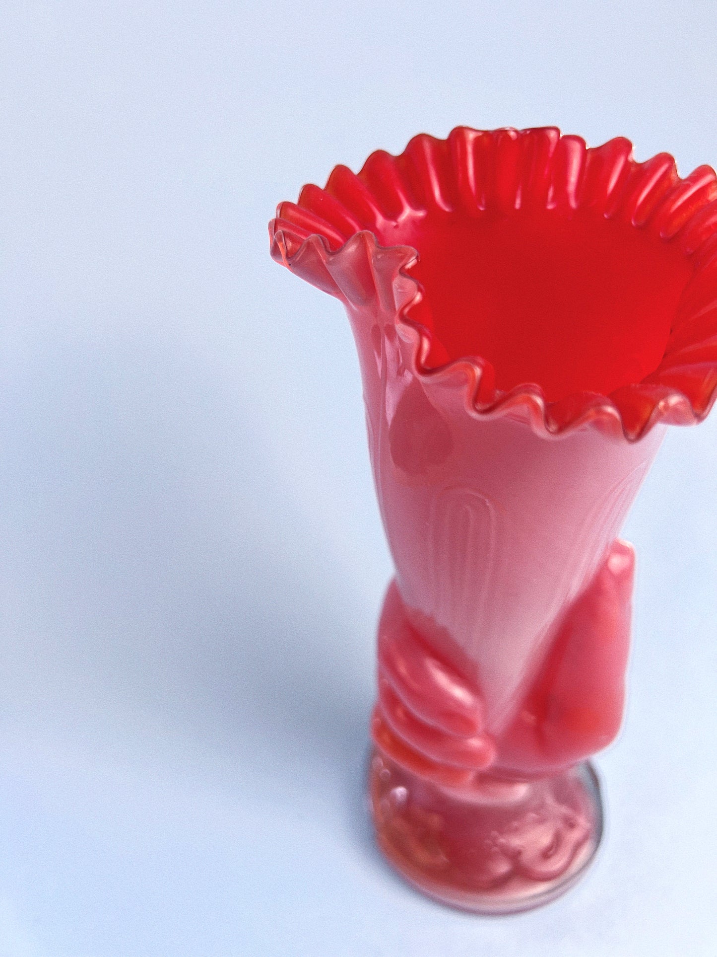 Vintage Hand Blown Glass Hand Holding Liberty Torch Vase