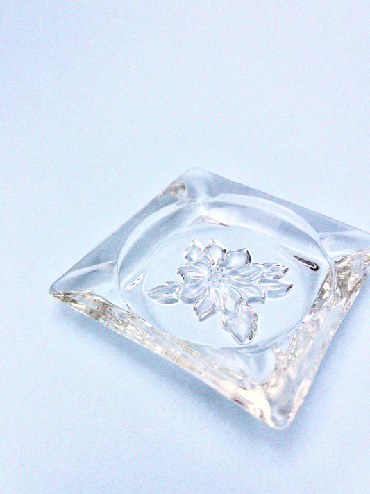 Vintage Clear Poinsettia Ashtray