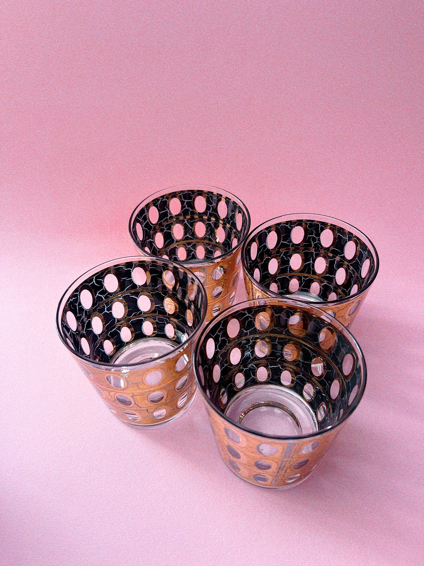 Pisa Gold Crackle Whiskey Glass, Set of 4