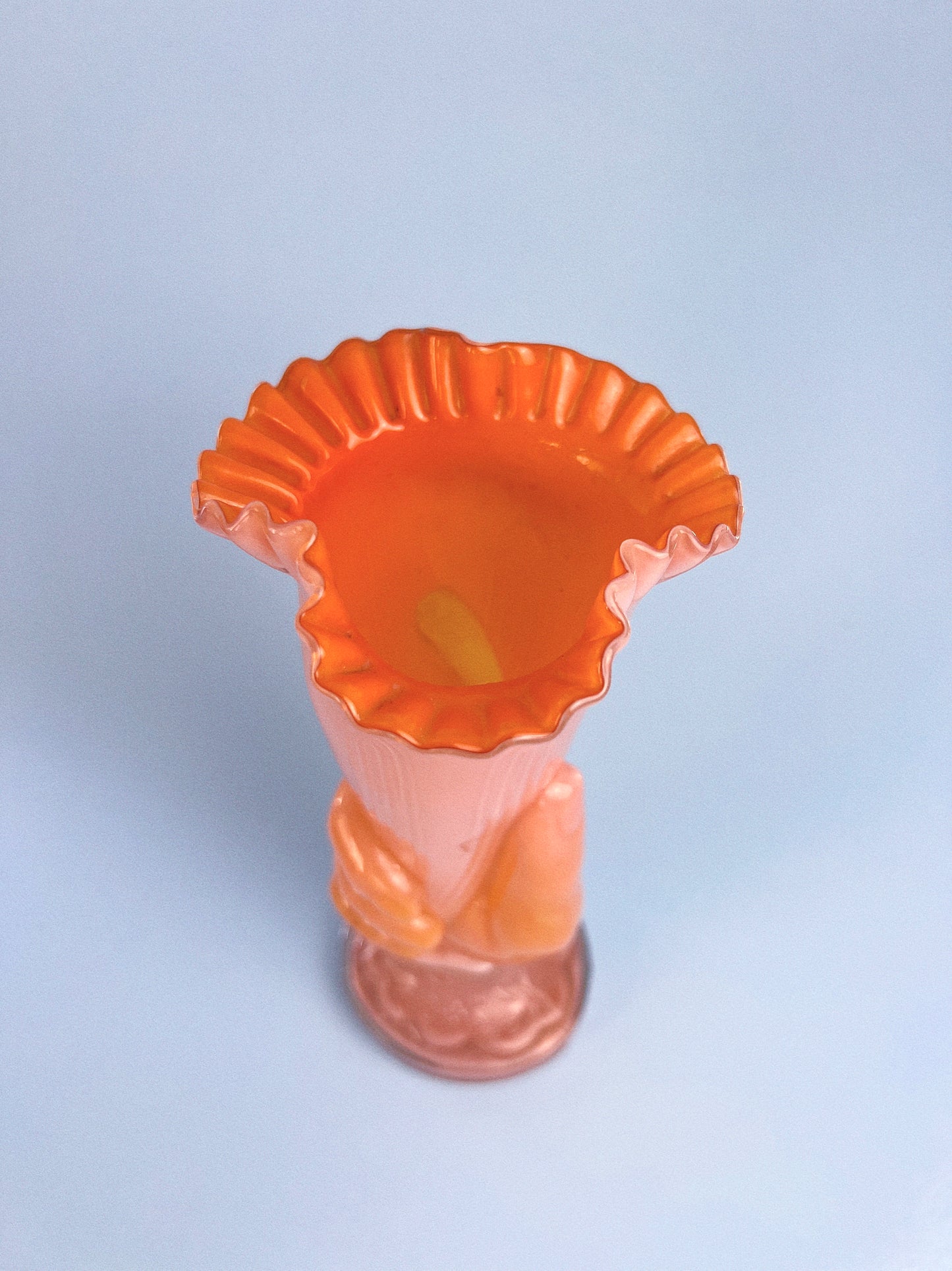 Vintage Hand Blown Glass Hand Holding Liberty Torch Vase