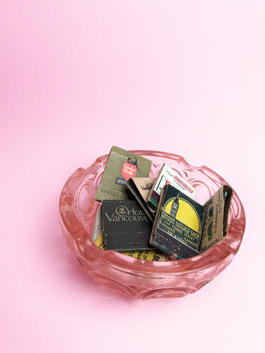 Vintage Pink Coin Depression Glass Ashtray