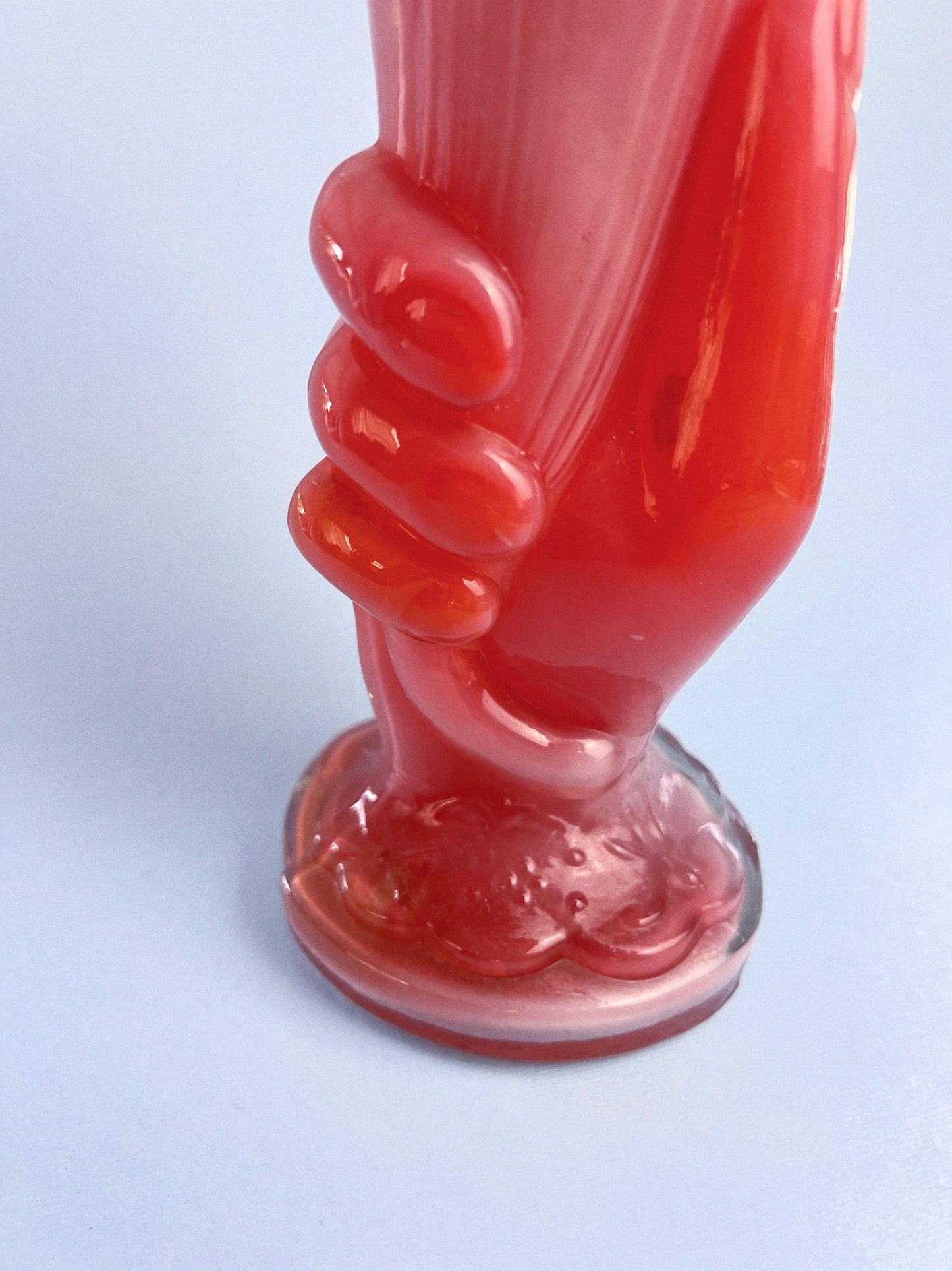 Vintage Hand Blown Glass Hand Holding Liberty Torch Vase