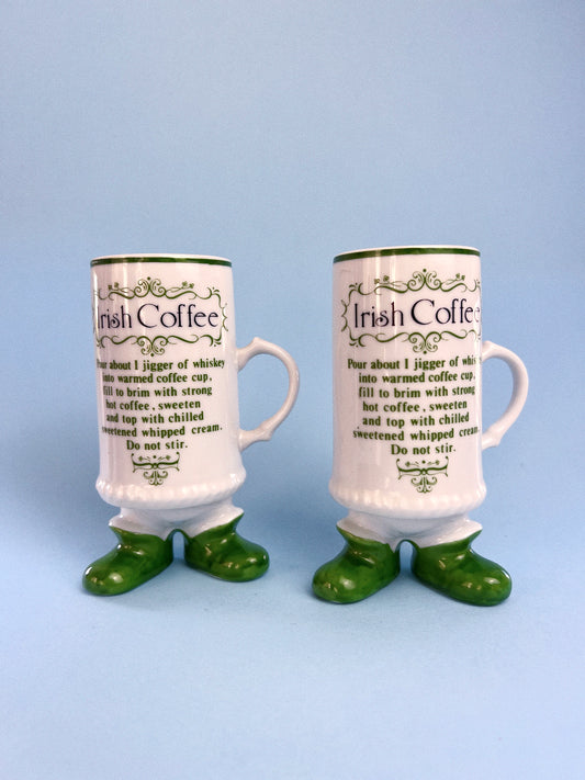 Vintage Irish Coffee Footed Mug, Set of 2