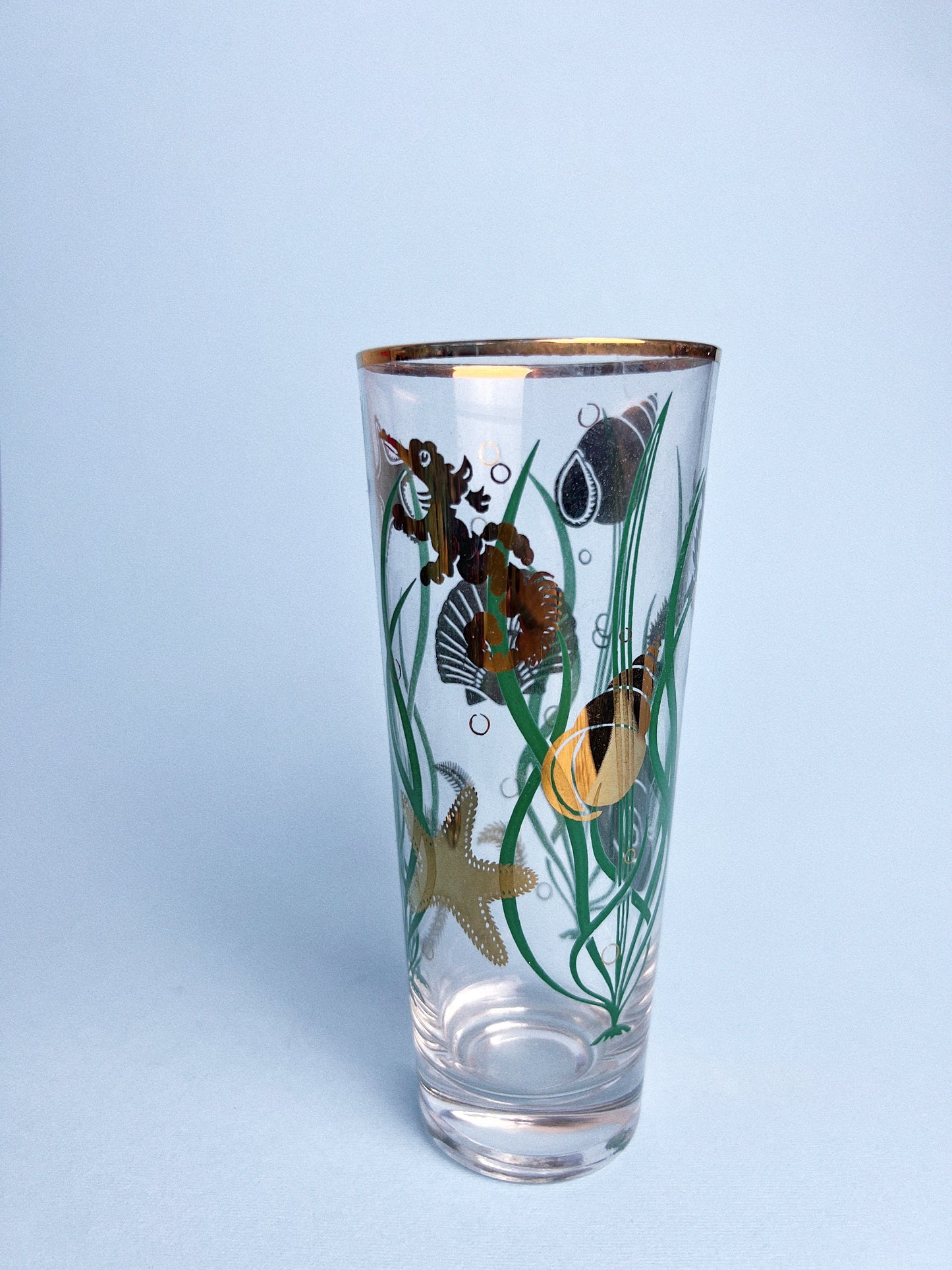 Vintage Marine Life 22-Karat Gold Highball Glasses, Set of 4