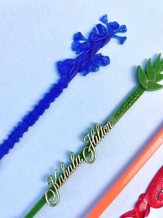 Vintage Mid-Century Swizzle Sticks, Set of 5 | Assorted Colours & Shapes