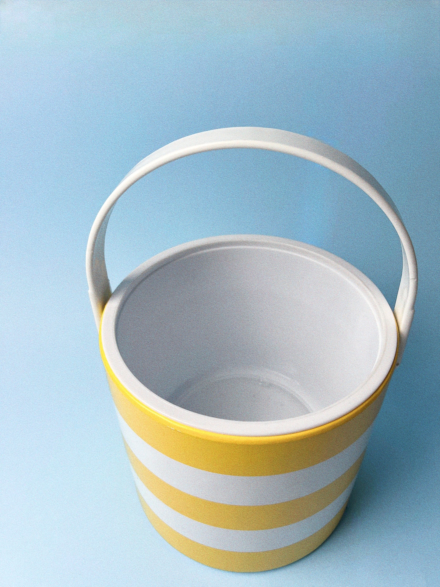 Vintage Yellow + White Striped Ice Bucket
