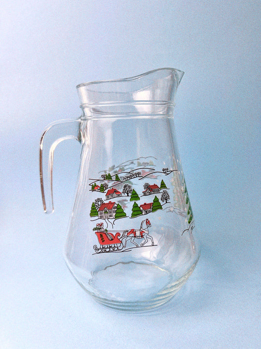 Vintage KIG Snowy Town Holiday Pitcherm