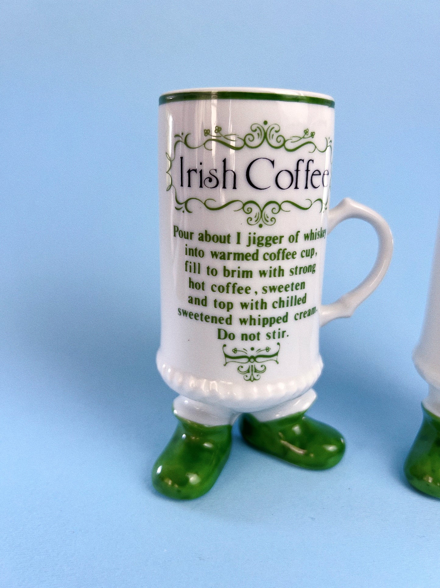 Vintage Irish Coffee Footed Mug, Set of 2