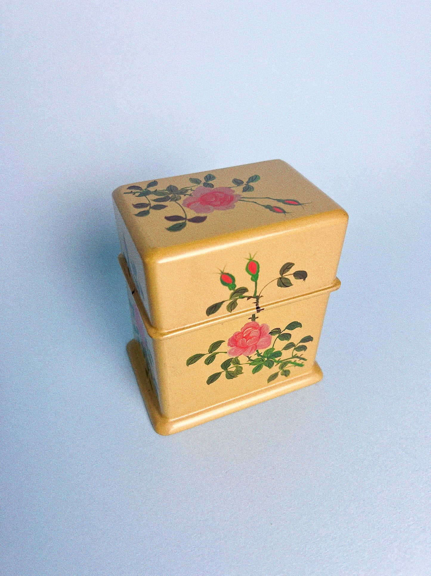 Vintage Japanese Hand Painted Lacquer Floral Smoking Set