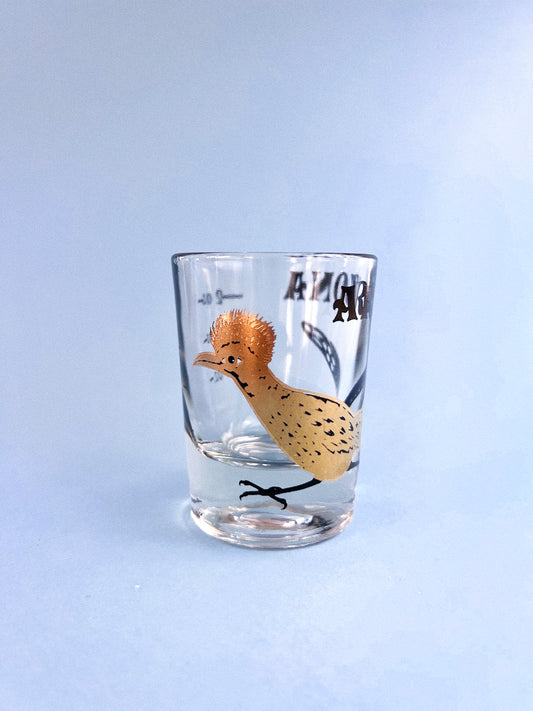 Vintage Federal Glass Arizona Road Runner Bird Souvenir 2oz Shot Glass
