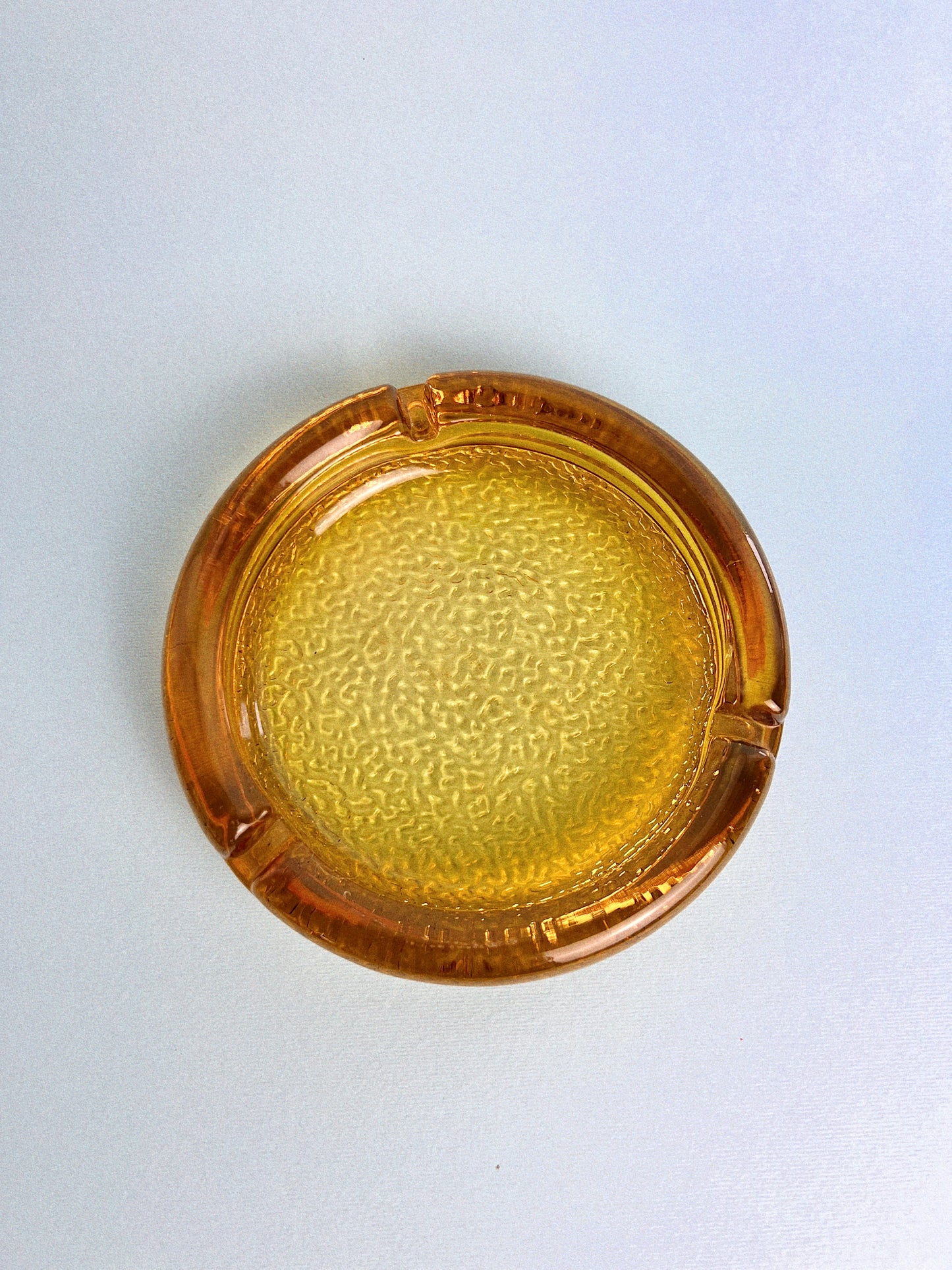 Vintage Amber Glass Ashtray | Midcentury Textured Design