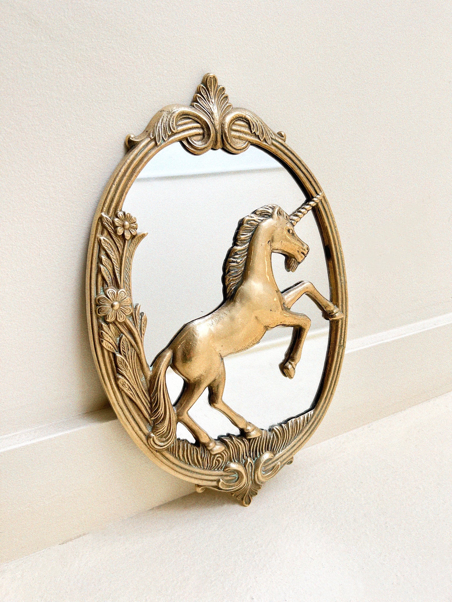 Luna Brass Unicorn Mirror